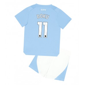 Manchester City Jeremy Doku #11 Hemmaställ Barn 2023-24 Kortärmad (+ Korta byxor)